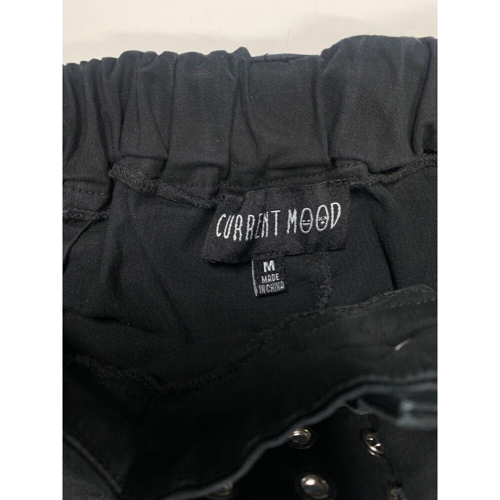 Dolls Kill Current Mood Black Wide Leg Buckle Cargo Pants Goth Grunge Size M - Picture 2 of 8